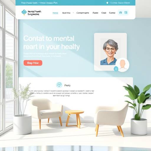 A clean and accessible website design for a mental health clinic, emphasizing easy navigation and clear information.