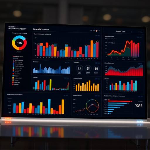 Dashboard interface of a business intelligence software showing data visualizations.