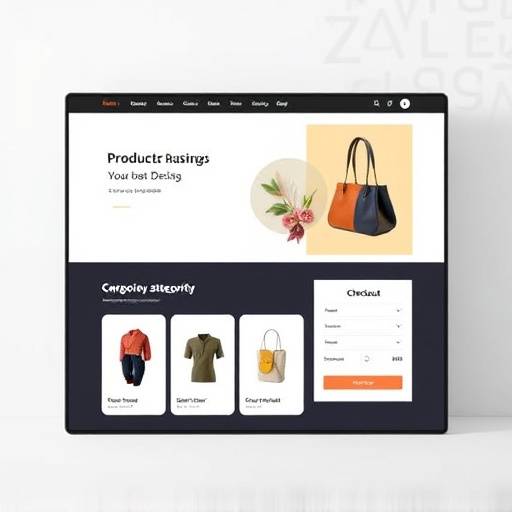 Website design for an e-commerce platform, featuring various product categories and a streamlined checkout process.